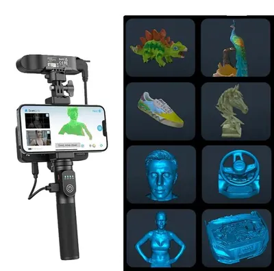 Obrázek produktu pro 3D skener, pracovní vzdálenost 150–700 mm, rozsah skenování 150–2000 mm, rozlišení 0,16 mm, přesnost 0,1 mm, kapacita baterie 5000 mAh