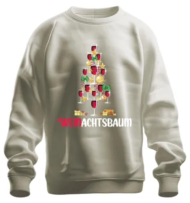 Produktbild von Weinachtsbaum Weintrinker - Weihnachten Weihnachtsgeschenk Sweatshirt Pullover, Natur, M