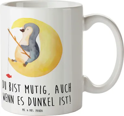 Produktbild von Mr. & Mrs. Panda Tasse Angst vor Dunkelheit überwinden - Weiß - Geschenk, Kaffeetasse, Pott, Motivation, Mut machen, positive Energie, Selbstvertrauen stärken, Zuversicht