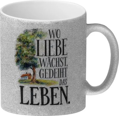 Produktbild von Wo Liebe wächst Glitzer-Kaffeebecher Blühender Baum