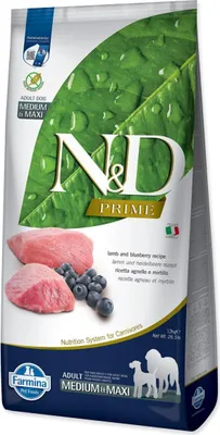 Image de Farmina N&D Croquettes sans céréales à l'agneau et aux myrtilles pour chiens adultes * Medium, Kilogramme:12.0 kg
