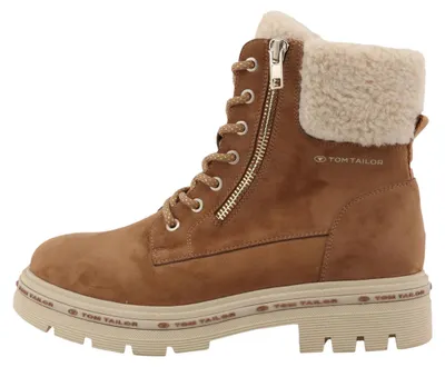 Image de Tom Tailor - Chaussures pour femmes, bottes, lacets, couleur marron, style décontracté