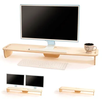Produktbild von Omgoods – Universaler Monitorständer – Holzablage für Computer und Doppelmonitore
