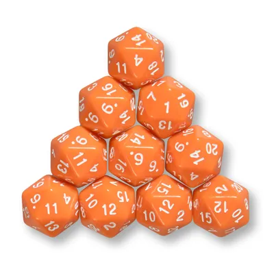 Produktbild von 10x polyedrische W20 Würfel für Rollen- und Tabletopspiele (orange)
