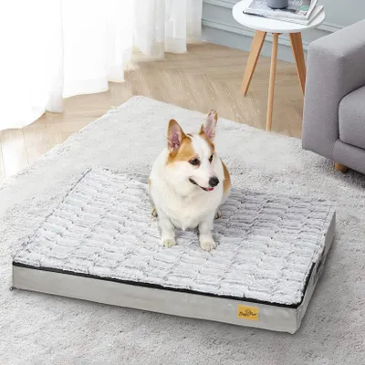 Produktbild von FATIVO Orthopädisches Hundebett L 95x70x8 cm–Gelenkschonende Hundematte, Hundesofa & Katzenbett, Waschbar, Wasserfest, für Mittelgroße Hunde