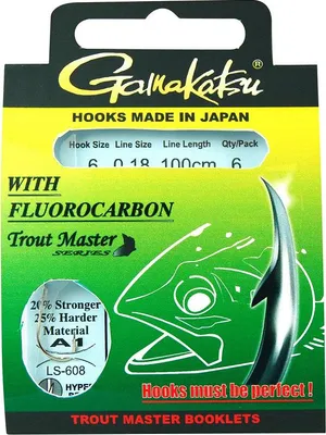 Produktbild von Gamakatsu LS-608 Trout Master Series 100cm - 6 gebundene Angelhaken, Hakengröße/Schnurdurchmesser:Gr. 6 / 0.18mm