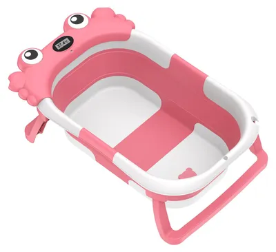 Imagen del producto de Bañera para bebés, diseño portátil, cojín desmontable, color rosa