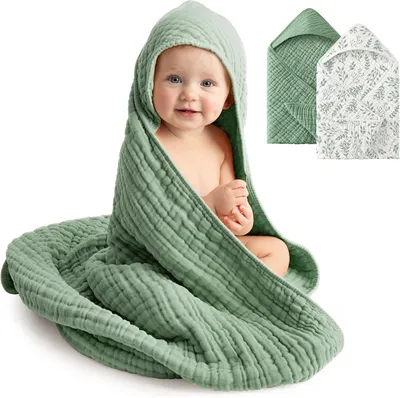 Produktbild von Babybadetücher 83x83 cm, 2 Stück, 100 % Baumwolle, Musselin, für Bad