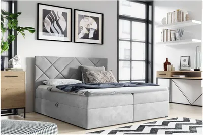 Obrázok produktu pre Čalúnené dvojlôžko DINO - 200x220, šedá + topper