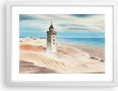 Produktbild von Gerahmtes Poster - Weißer Rahmen - Laterne Meer Bild - 40x30 cm - Wand Bild - Wanddeko - Wandbilder - Kunstposter - Wandposter - Bilderrahmen - Bilder - Kunstdruck - Wanddekoration - P2WAA40x30-4764