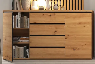 Immagine prodotto di Credenza Naxos 151x40x86cm rovere artigianale nero opaco