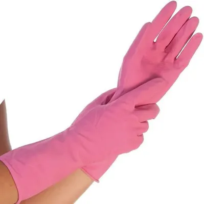 Produktbild von Haushalts-Handschuh Latex Bettina S 30cm pink VE=12 Paar