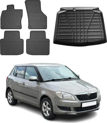Produktbild von Fußmatten & Kofferraumwanne Set für Skoda Fabia Schrägheck 2007-2014 Gummi 5x