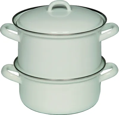 Produktbild von Riess Kartoffelkocher mit Deckel Ø18cm 2 Liter 3 teilig Classic Weiss Emaille