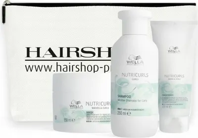 Produktbild von Wella Professionals Nutricurls Curls Geschenkset - Shampoo 250ml +  Conditioner 200 ml + Maske 150 ml  + Kosmetikbeutel gratis