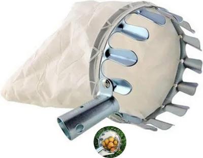 Produktbild von Obstpflückwerkzeug, Obstpflücker, Gartenpflückwerkzeuge, Obstpflücker aus Metall mit Auffangbeutel zum Ernten von Äpfeln, Zitrusfrüchten, Birnen, Pfirsichen, Gartengeräten
