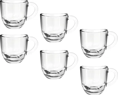Produktbild von Leonardo Napoli Espresso-Tassen 6er Set, spülmaschinengeeignete Doppio-Becher, kleine Kaffee-Tasse, mikrowellenfest, 80 ml, 024201