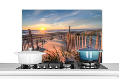 Obrázok produktu pre KitchenYeah® splashback kitchen - kuchynský splashback - ochrana steny sporáka a drezu - pláž - more - duna - západ slnka - krajina 90x60 - hliníkový dibond (alternatíva k sklenenému splashbacku) - Hit