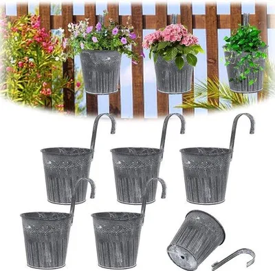 Produktbild von Famanu Hängende Blumentöpfe 5-teilig - Vintage Metall mit Haken
