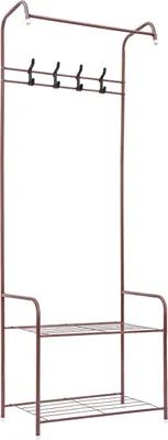 Zdjęcie produktu dla Wieszak na ubrania – wieszak do przedpokoju – żelazny, 4 haczyki, 67 x 30 x 165 cm, 1,6 kg – brązowy