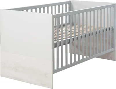 Obrázek produktu pro roba 'Maren 2' kombinovaná postýlka, nastavitelná, 3 násuvné příčky, 70x140 cm, rozkládací, světle šedá/bílá