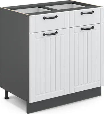Produktbild von Küchenunterschrank Vicco Fame-Line Weiß Landhaus 80 cm ohne Arbeitsplatte, Model 36054