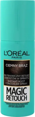A product shot of a L'Oréal Paris Magic Retouch Instant Root Concealer Spray in Dark Brown.