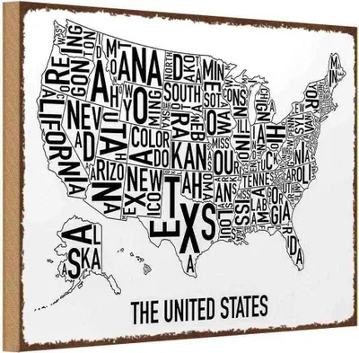 Produktbild von vianmo Holzschild 12x18 cm The United States Texas Kansas Amerika USA