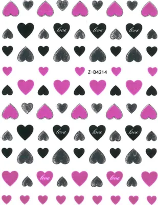 Produktbild von Nailart Sticker, dünn, selbstklebend, neonpinke Herzen, Z-D4214