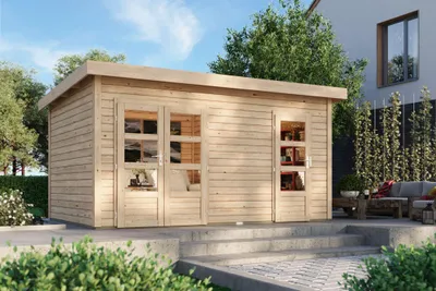 Produktbild von Karibu Gartenhaus Gerätehaus 2-Raum-Haus Mattrup naturbelassen 424x274x230 cm