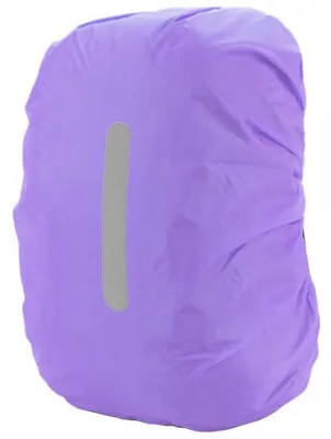Image de Housse de pluie pour sacs à dos, imperméable, réfléchissante, violette, de 90 à 100 litres
