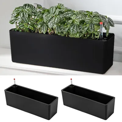 Image de Lot de 2 pots d'intérieur noirs avec réservoir d'eau