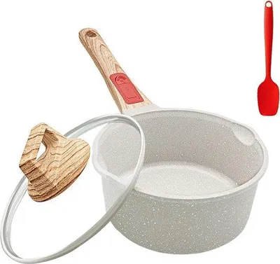 Produktbild von Famanu Bratpfanne 18 cm mit Deckel und 2-Liter Antihaftbeschichtung - abnehmbare Griffe - für alle Wärmequellen - spülmaschinen- und ofenfest (weiß)