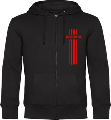 Produktbild von multifanshop Kapuzen Sweatshirt Jacke - Düsseldorf - Streifen, schwarz, Größe M