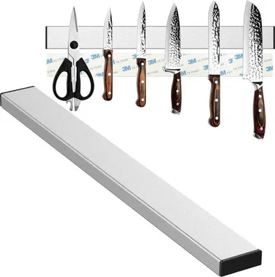 Produktbild von Unyqoos® Magnetische Messerleiste 30 cm – selbstklebend, hohe Tragkraft, Edelstahl, wandmontiertes Messerregal für alle Küchenmesser