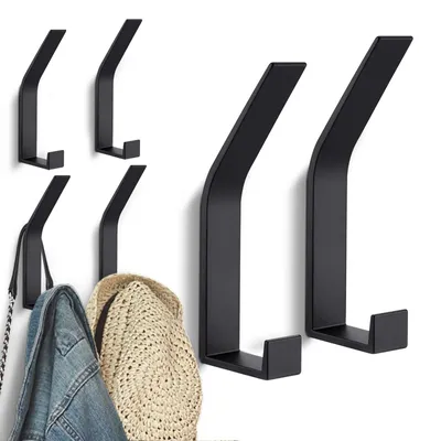 Produktbild von 6 Stück Schwarz kleiderhaken Wand zum Bohren-Schrauben unsichtbar, Moderne Garderobenhaken Garderobenleiste Wand für Garderobe, Jacken, Mäntel
