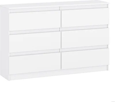 Produktbild von 6 Schubladen Kommode weiß 120cm Wohnzimmer Schlafzimmer