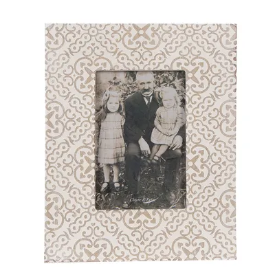 Produktbild von Clayre & Eef Bilderrahmen 10x15 cm Weiß Beige Holz