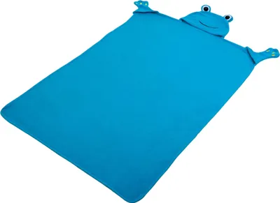 Produktbild von WALSER 26014 Froggy Kinderdecke, Kuscheldecke, Schmusedecke, Plüschdecke mit Kapuze und Handschuhen, blau 130 x 100 cm