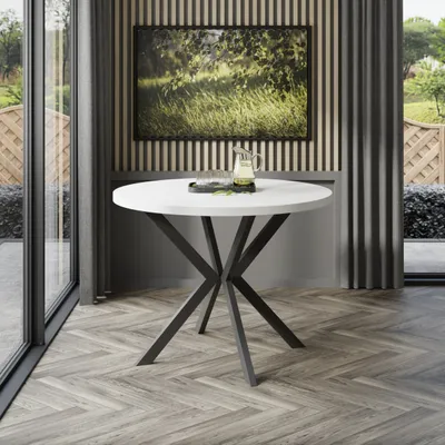 Obrázek produktu pro Kulatý skládací stůl EVERTON 100 cm nohy Black Arctic White