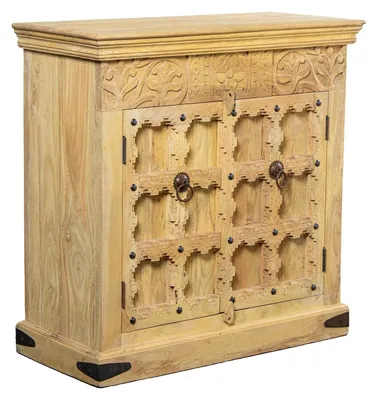 Eingangsmöbel mit 2 Holztüren, Natur, 90x40x90 cm