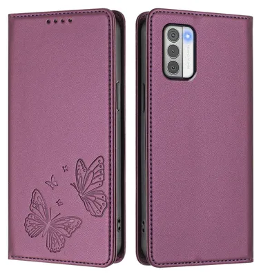 Image de Étui en cuir pour Nokia G42 / Nokia G310, motif papillon, étui à rabat avec porte-appareil, violet