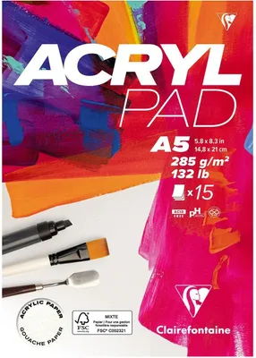 Produktbild von Clairefontaine 5x Acrylpad-Block 15Bl A5 285 g 96510C