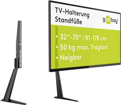 Obrázek produktu pro Stojan na televizory a monitory o velikosti 32–70 palců (81–180 cm) – Nastavitelný výškově a naklápěcí – Vhodný pro ploché i zakřivené televizory, maximální nosnost 50 kg