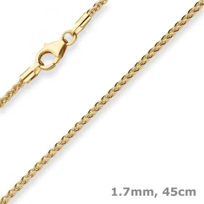 Produktbild von 1,7mm Zopfkette Goldkette Collier Halskette aus 333 Gold Gelbgold 45cm
