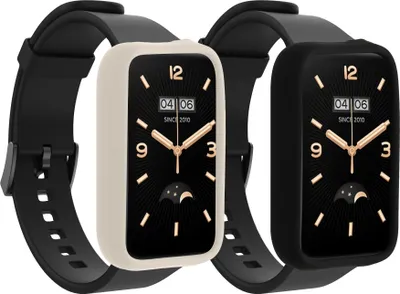 Produktbild von kwmobile 2x Sport Schutzhülle kompatibel mit Xiaomi Mi Band 7 Pro - Silikon Hülle Cover ohne Tracker Schwarz Weiß