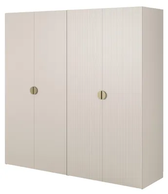 Produktbild von Selsey Moonir - Kleiderschrank 4-türig mit 2 Kleiderstangen und Regalen, 200 cm, greige
