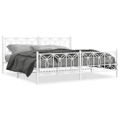 Produktbild von vidaXL Bettgestell mit Kopf- und Fußteil Metall Weiß 193x203 cm