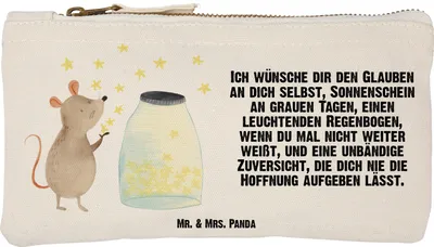 Produktbild von Mr. & Mrs. Panda Mäppchen Maus Sterne Größe S Klein - Weiß - Geschenk, Stiftemäppchen, Kosmetiktasche, Lustige Sprüche, Taufe, Geburtstag, Schwangerschaft, Kulturtasche