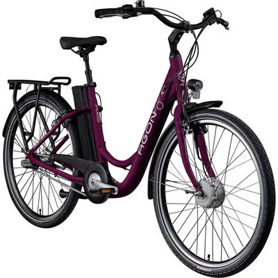 Produktbild von Agon Axis E-Bike 26 Zoll Citybike Damen Herren 140 - 165 cm Pedelec mit Nabenmotor Fahrrad 3 Gang und Beleuchtung StVZO